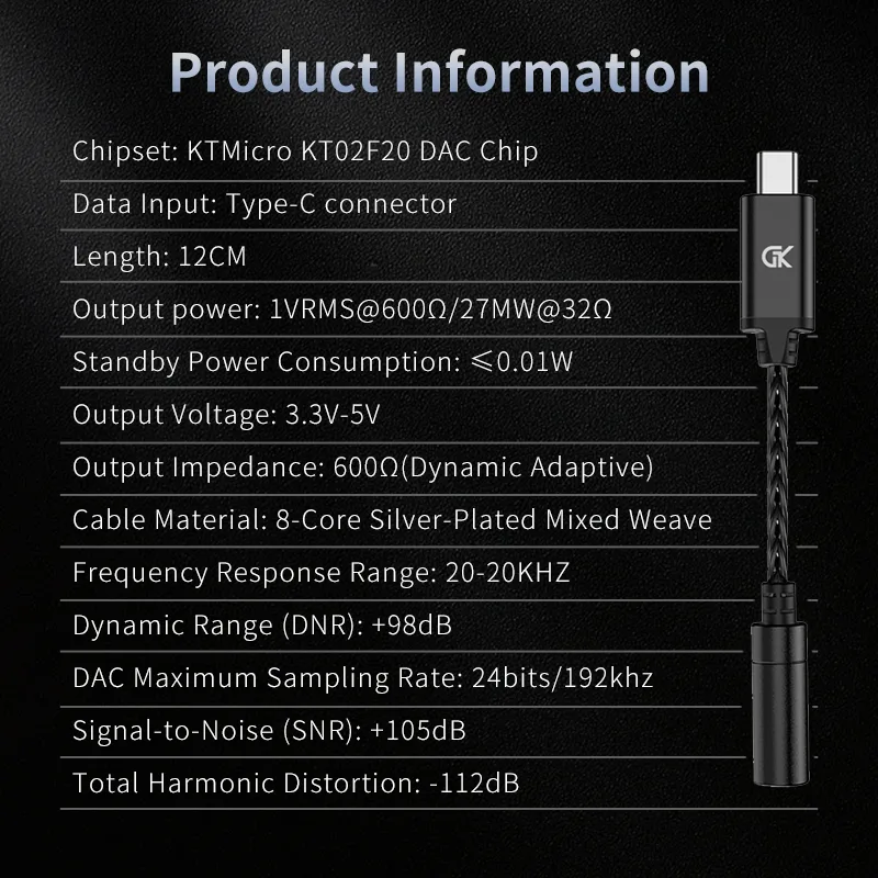 Usb C Earphone - Adaptador de Fone de Ouvido GK