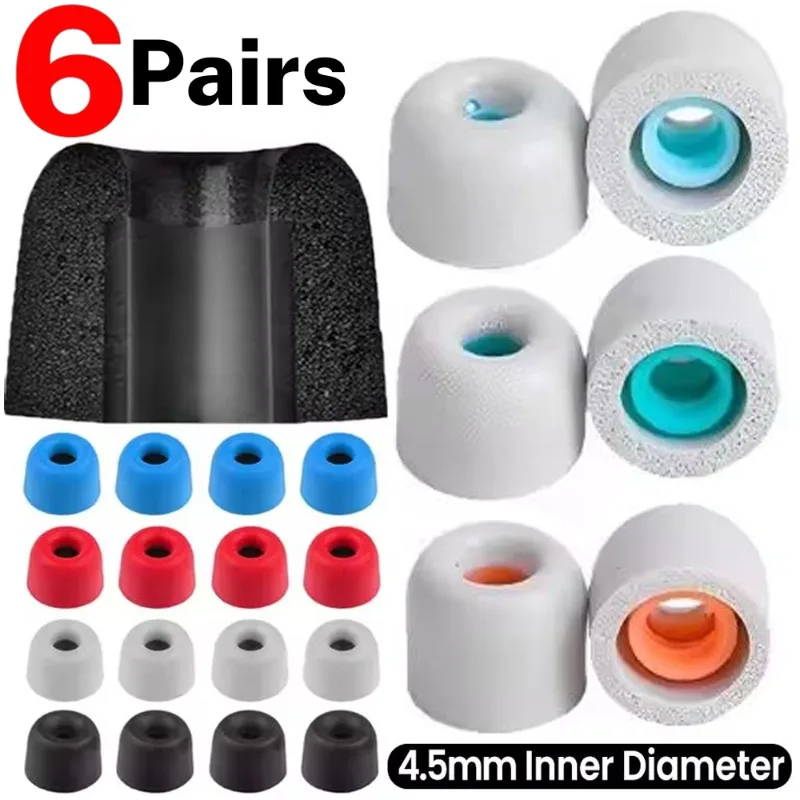 Earphone Foam Tip - 6/1 pares de espuma de memória