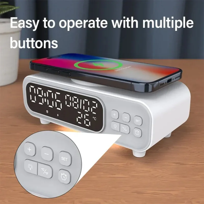 Usb C Earphone - 15w carregador sem fio tempo despertador