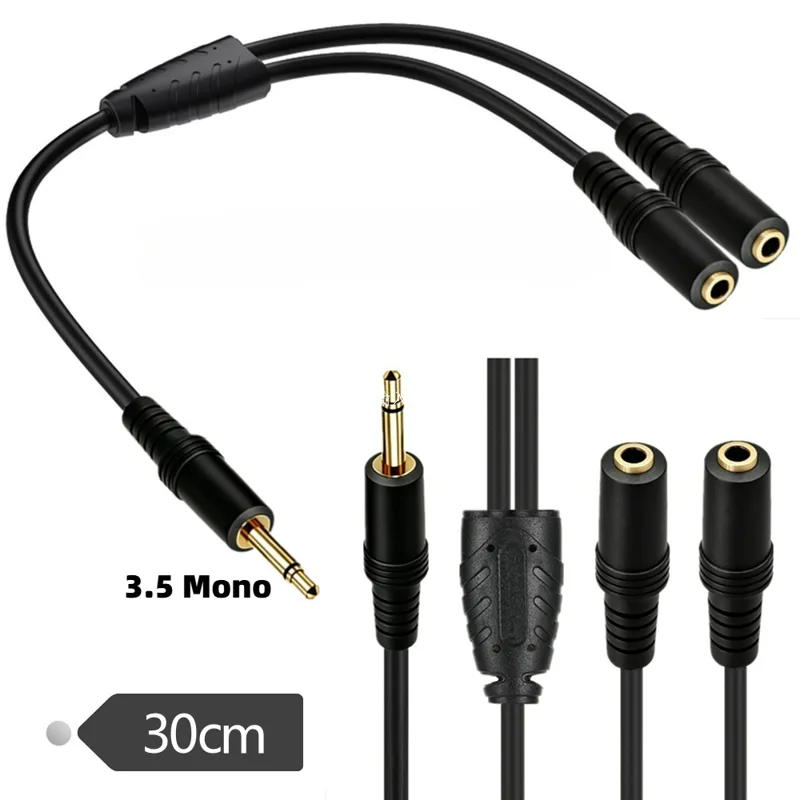 Earphone Splitter Jack - Cabo Divisor de Áudio Mono TS