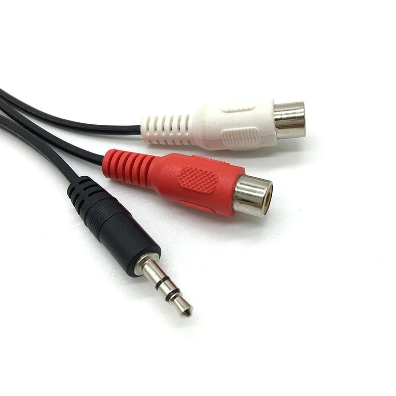 3.5 jack macho para 2rca 2av f - Earphone Splitter Jack avaliação e preço