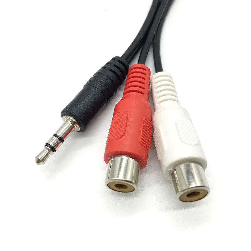 3.5 jack macho para 2rca 2av f - Earphone Splitter Jack avaliação e preço
